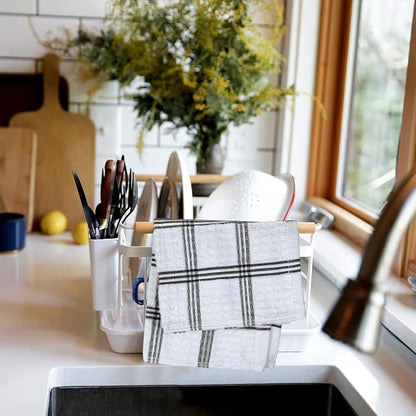 DAN RIVER Premium Dish Cloth 100% Cotton 12 X 12 Inches |Pack of 8|-Ultra Soft Tea Towels-Highly Absorbent Kitchen Rags-Terry Dishcloth for Kitchen and Household Cleaning |Black|