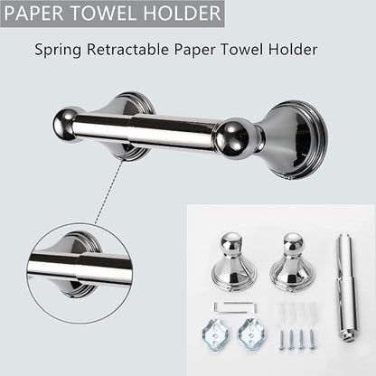 Newfun 8-Pieces Polished Chrome Bathroom Accessories Set, 24 Inch Bath Towel Bar Set, SUS 304 Stainless Steel Bathroom Hardware Set, Towel Racks for Bathroom Wall Mounted