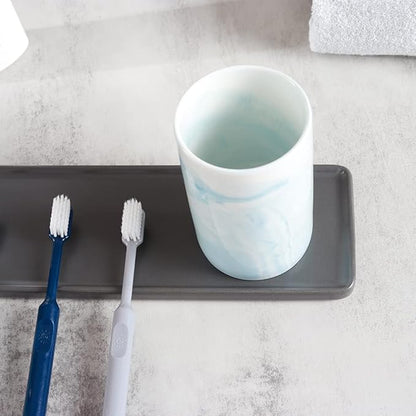 Ceramic Toothbrush Holder, Bathroom Cup, Drinking Mug, Coffee Cups, Marble Pattern Pen Holders, 300ml/Pcs (Blue)