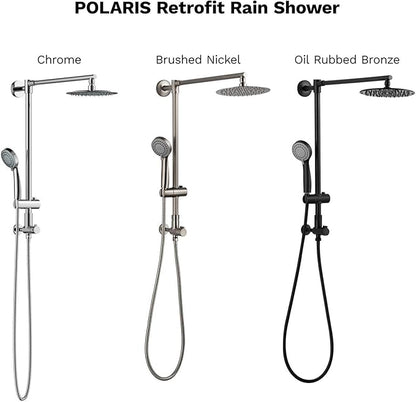 Fennocasa Polaris 1 Rain Shower System, includes 8” Rainfall Shower Head with High Pressure Handheld Combo, 3-Setting Handheld Spray, Height Adjustable Spray Holder, 60” Hose (Brushed Nickel)