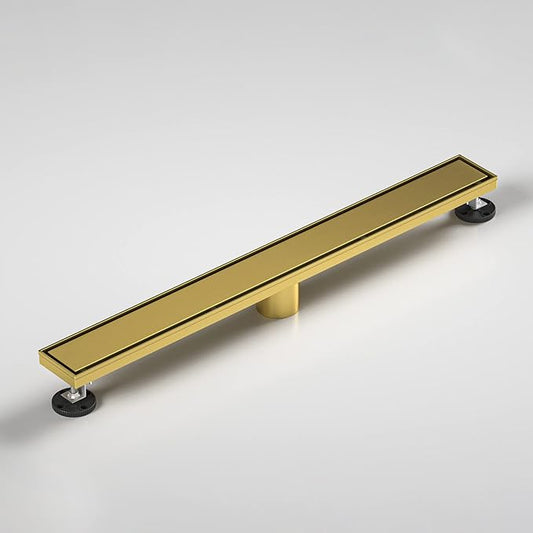 Linear Shower Drain 26", Brushed Gold Floor Drain with Tiled Insert Grate & Hair Strainer, 304 Stainless Steel Bathroom 2-in-1 Tiled in Drain, CUPC Certified (Brushed Gold, 26'')