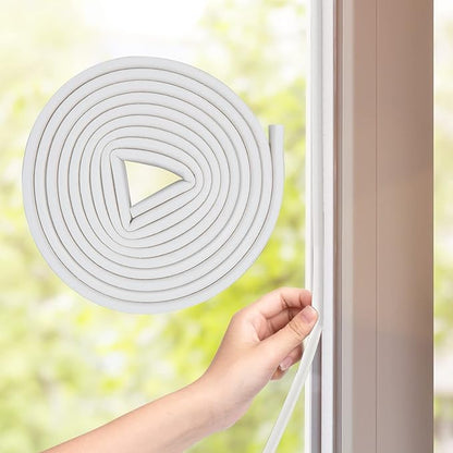 SUNMON Weather Stripping Door Seal, D-Type Strip Weather Stripping Seal Strip for Doors/Windows, Soundproofing Weatherstrip Gap Collision Avoidance 52 Feet (White