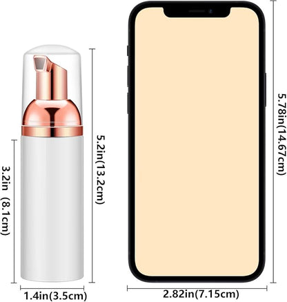 Lil Ray 2 Oz Empty White Foam Pump Bottle, Foamer Soap Dispenser for Lash Shampoo, Hand Soap, Foaming Cleaner(Rose Gold Pump, 12 PCS)
