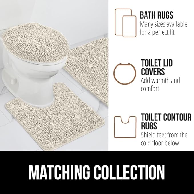 GORILLA GRIP Bath Rug Mat 60x24, Thick Absorbent Chenille, Quick Dry Microfiber Mats, Rubber Backing Washable Shower Floor Rugs, Bathmat Runner, US Designed Bathroom Home Decor Accessories Dusty Cloud
