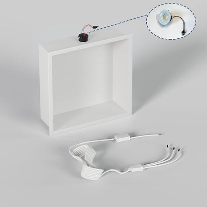 Neodrain Shower Niche with 3000K LED Downlight, 12X12Inch White Stainless Steel Bathroom Niches No Tile Needed Caddy Shelf for Wall, Recessed Wall Cabinet for Bathroom Storage