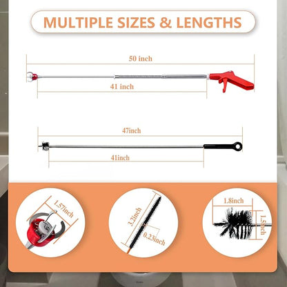 Toilet Auger/Drain Clog Remover Tool Kit-1PCS Toilet Snake Grabber,2PCS Drain Snake Hair Remover＆1PCS AC Drain Line Cleaner Tool for Blocking and Cleaning Toilets (Toilet Drain Unblocking kit)