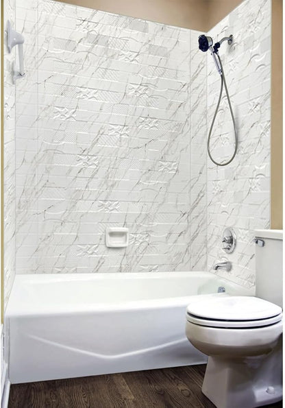 From Plain To Beautiful In Hours 133-640-VERSA-KIT Versa Tile - Tub and Shower Wall Panels Surround (Covers/ 96 sq. ft.), Marble, 1 Piece