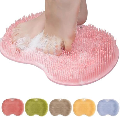 2026 New Silicone Shower Foot Scrubber Mat, Foot Back Cleaning Pad Back Washer Exfoliating Bath Wash Pad, Shower Foot Scrubber Mat with Non-Slip Suction Cups (Pink)