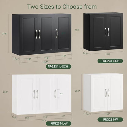 Haotian Wall Cabinet for Laundry Room, Wall Storage Medicine Cabinet for Bathroom Kitchen Garage, Linen Tower Bath Cabinet with Shelf, White FRG231-L-W