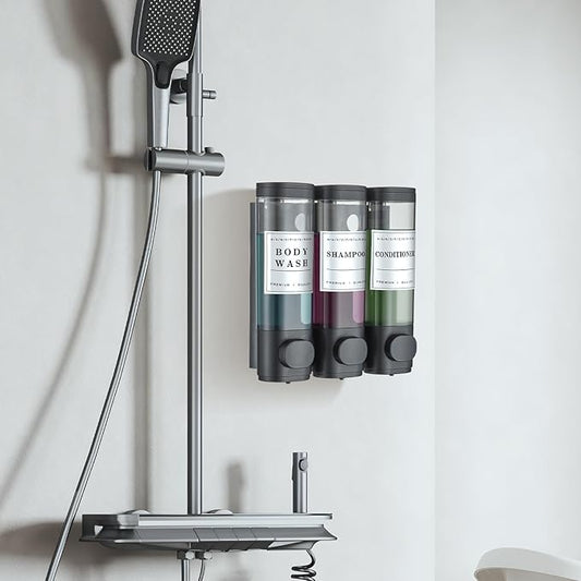 Shower Soap Dispenser Wall Mounted No Drill Shampoo Dispenser for Shower Wall Shampoo and Conditioner Dispenser Bathroom Hotel 3 * 300ml Black3 Self