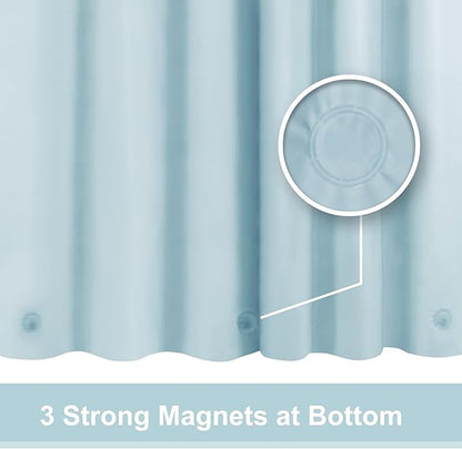 Light Blue Shower Curtain Liner - Premium PEVA Shower Liner for Bathroom, BPA & PVC Free, No Chemical Smell, Lightweight Standard Size Bath Curtain with 3 Magnets, Metal Grommets - Light Blue