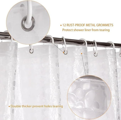 WELTRXE Extra Long Shower Curtain Liner, 72 x 84 Inch EVA Water Repellent Shower Curtain with 3 Magnets, Heavy Duty, No Smell, Chlorine Free Shower Liner for Shower Stall, Bathtubs, 12 Hooks