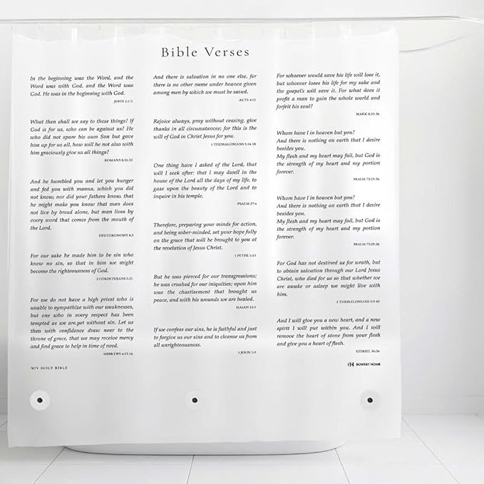 Eco-Friendly Recycled PEVA Shower Curtain Liner – Waterproof, Sustainable, Non-Toxic Shower Curtain Liner, NOT Made in China - 72x72IN, 4G – NIV Holy Bible
