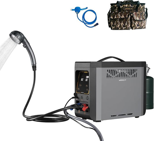 Powered Portable Water Heater, Battery-Powered Camping Water Heater, On-Demand Propane Camping Shower & Shower Pump Constant Temperature, Rechargeable Battery
