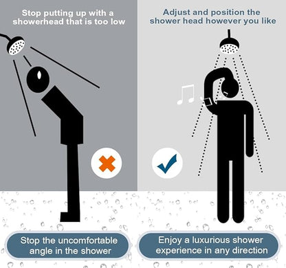 BRIGHT SHOWERS Brass Shower Head Extension Arm for Rain and Handheld Shower Head, 10 Inch Universal Shower Arm Extender, Height & Angle Adjustable, Brushed Nickel