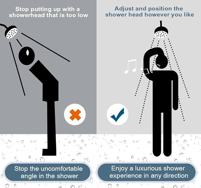 BRIGHT SHOWERS Brass Shower Arm Extender for Rain and Handheld Shower Head, 5 Inch Universal Shower Head Extension Arm, Height & Angle Adjustable, Oil-Rubbed Bronze