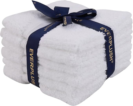 Everplush Youth Style Wash Cloth 6-Piece Set - Cotton & Microfiber Blend, Super Absorbent, Ultra Soft, Fluffy, Skin-Close Cotton Fibers, Long Lasting, Daily Cleansing