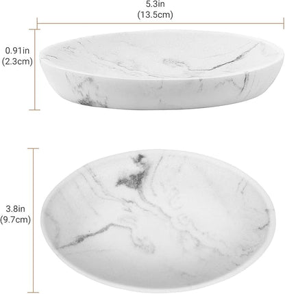 Shinowa Soap Dish, Resin Soap Saver Sponge Dish Tray Mini Storage Tray for Bathroom Bedroom Vanity Table Kitchen Counter-Top Organization, Gravel White