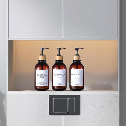 Shampoo and Conditioner Dispenser, 5Pack Refillable Dispenser Bottles,16.9oz Pump Bottles, Amber Shampoo Containers for Shower