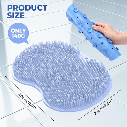 Shower Foot Scrubber Mat with Non-Slip Suction Cups, Foot Back Cleaning Pad Back Washer Exfoliating Bath Wash Pad, Non Slip Bathtub and Shower Mat with Suction Cups and Drain Holes