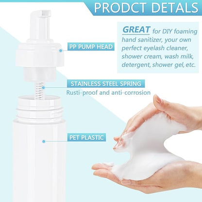 Foam Pump Bottle 150ml/5 oz Empty Plastic Foam Dispenser Pump Bottle Travel Large Refillable BPA Free Lotion Bottles for Shampoo Shower Hand Soap Foaming (6 Pack) White