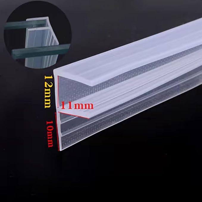 Frameless Soft Shower Door Sweep Seal Drip Rail, Glass Shower Silicone Door Seal Strip,Weatherproof Silicone Seal Fit for Glass (F Type, 12mm (1/2"))