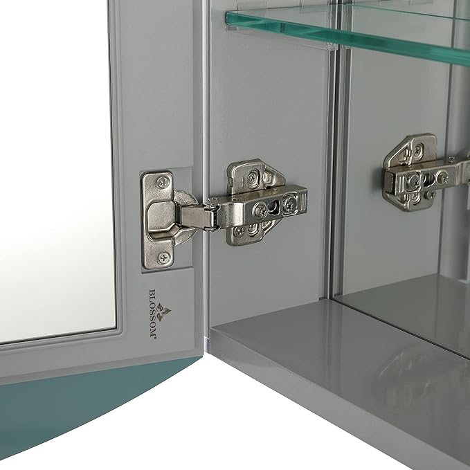 Blossom 20x31 Inch Aluminum Medicine Cabinet with Mirror – Recessed or Surface Wall Mounted Bathroom Storage with Adjustable Glass Shelves, Soft Close Hinges, Rust-Resistant and Modern Mirrored Design