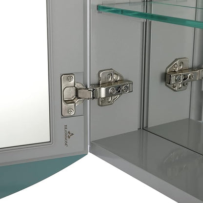 Blossom 20x31 Inch Aluminum Medicine Cabinet with Mirror – Recessed or Surface Wall Mounted Bathroom Storage with Adjustable Glass Shelves, Soft Close Hinges, Rust-Resistant and Modern Mirrored Design