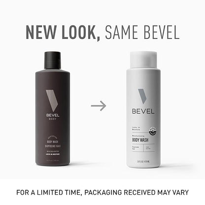 Bevel Moisturizing Body Wash for Men - Supreme Oak Scent with Shea Butter, Vitamin B, and Coconut Oil, 16 Oz (Packaging May Vary)