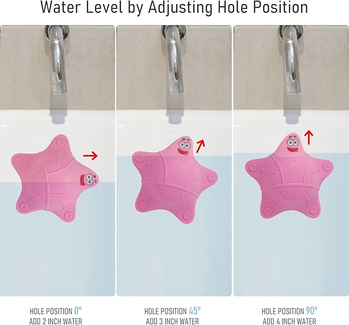 HengLiSam Bathtub Overflow Drain Cover, Starfish-Shaped Silicone Bath Tub Drain Plug with 5 Suction Cups, Adds 3-4 Inches of Water Depth, Pink