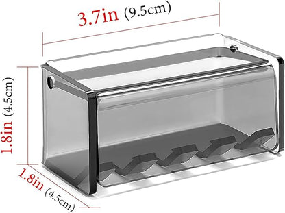 Toothbrush Holder Wall Mounted with Cover for Bathroom, 4 Slots Toothbrush Storage Organizer for Shower, Self Adhesive Toothbrush Hanger Rack for Dorm, Cabinet (Gray Clear)