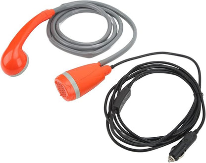 Portable Pump Shower Head, 12V Outdoor Shower with Powerful Water Flow 3.5L per Minute, for Camping Hiking RV Car Washing Pet Bathing