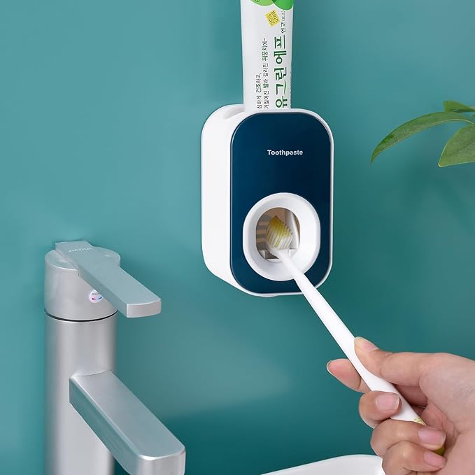 Automatic Toothpaste Dispenser Wall Mounted for Bathroom,Toothpaste Squeezer for Kids & Family Shower by Mr. Thumbs(1pc,Blue)