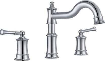 Roman Bathtub Faucet Deck Mount Tub Faucet for Bathroom Widespread Elegant Classic Spout with 3 Holes 2 Handle Valve Cartridge Included, Chrome