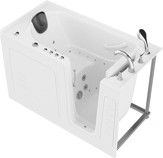 ANZZI Walk-in Tub 30" x 60" Whirlpool & Air Massage Acrylic Right Drain Quick Fill Chromatherapy, Aromatherapy, 32 Jets, ADA Seat, Fast Drain, Heater, Grab Bar, Hand Shower | AMZ3060WIRWD