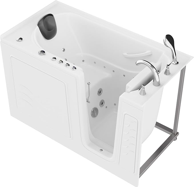 ANZZI Walk-in Tub 30" x 60" Whirlpool & Air Massage Acrylic Right Drain Quick Fill Chromatherapy, Aromatherapy, 32 Jets, ADA Seat, Fast Drain, Heater, Grab Bar, Hand Shower | AMZ3060WIRWD