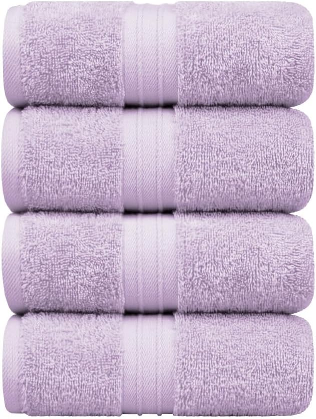 Hand Towels Set of 4-100% Cotton & Luxury, Large (16"x 28") Decorative, Soft, Cozy and Absorbent - Versatile, Perfect as Hand Towels Set for Bathroom, Bathroom Face Towel - Lilac