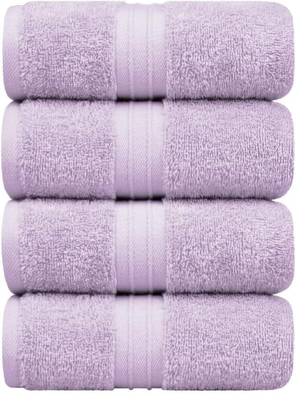 Hand Towels Set of 4-100% Cotton & Luxury, Large (16"x 28") Decorative, Soft, Cozy and Absorbent - Versatile, Perfect as Hand Towels Set for Bathroom, Bathroom Face Towel - Lilac
