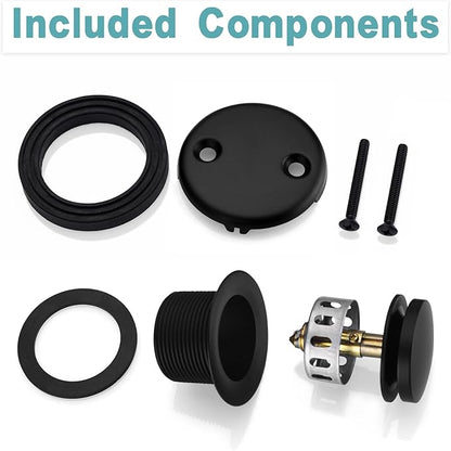 BESTILL Tip-Toe Bathtub Drain Bath Tub Trim Set Conversion Kit, Two Hole Style, Matte Black