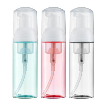 Tekson Soap Foam Bottle (60ml, 2 fl oz), Empty Travel Foaming Lash Shampoo for Cleanser, Dispenser (Clear, Pink, Green)
