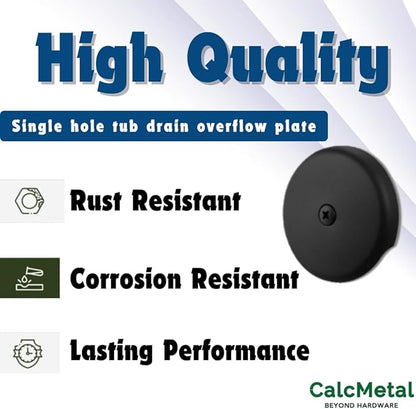 Single Hole Bathtub Drain Overflow Plate with One Matching Screws, Easy to Install, Matte Black