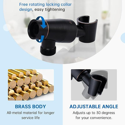 G-Promise Metal Shower Head Holder for Hand Held, Adjustable Bracket, Universal Shower Arm Mount, Oil-Rubbed Bronze Finish