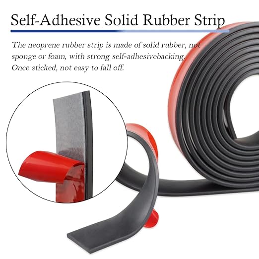 Neoprene Rubber Strips Self Adhesive Solid Rubber Sheets, Rolls & Strips for DIY Gaskets Crafts Pads Seals Warehouse Flooring Neoprene Sheet with Adhesive Backing (2" Wide x 1/16" Thick x 20' Long)
