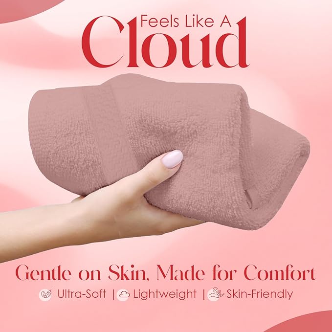 RIVERSIDE 12 Pack Premium 100% Cotton Face Washcloths, 550 GSM, 12 x 12 Inches, Soft, Absorbent Towels for Body & Shower, Bathroom Wash Clothes, Durable Face Towels Set for Spa, Gym, Dusty Rose