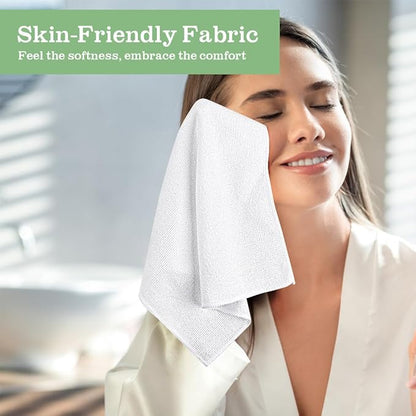 Washcloths Bulk - 100 Pack - Face Towels (12" x 12"), Highly Soft Wash Cloths and Hand Towels, Fast Drying Multi-Purpose Microfiber Cleansing Cloths for Bathroom, Hotel, Spa, and Salon - White