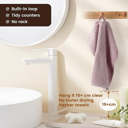 SEMAXE 100% Cotton Washcloths for Bathroom - 24 Pack, Quick-Dry Face Towels with Hanging Loop, Highly Absorbent and Soft, 13x13 Inch, Purple
