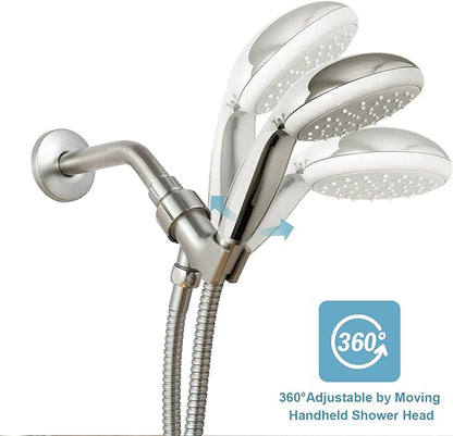 OFFO Shower Head Holder for Handheld Shower Head, Brushed Nickel Adjustable Shower Arm Mount for Connecting Shower Arm and Shower Hose, 1/2 in IPS Female Inlet and Male Outlet
