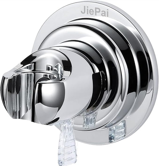 JiePai Vacuum Suction Cup Shower Head Holder,Adhesive Suction Handheld Shower Holder Bracket,Removable Wall Mount Holder for Bathroom,Chrome
