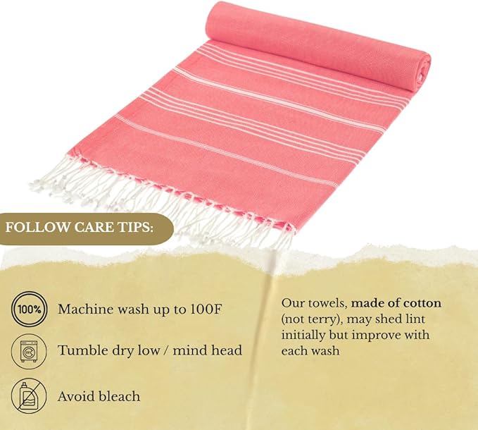 SOULMARK 100% Cotton Turkish Beach Towel with Bag - 38"x71" - 2 Pack - Made in Green & Oeko TEX Certified - Pre-Washed & Sand Free - Quick Dry and Lightweight for Travel - Made in Turkey - Salmon Red