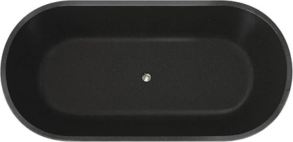 Stone Resin Freestanding Bathtub 63", Terrazzo Bathtub Soaking Tub, Solid Surface Stand Alone Bathtub with Drain & Integrated Slotted Overflow Matte Black AMFS-MY007-BK